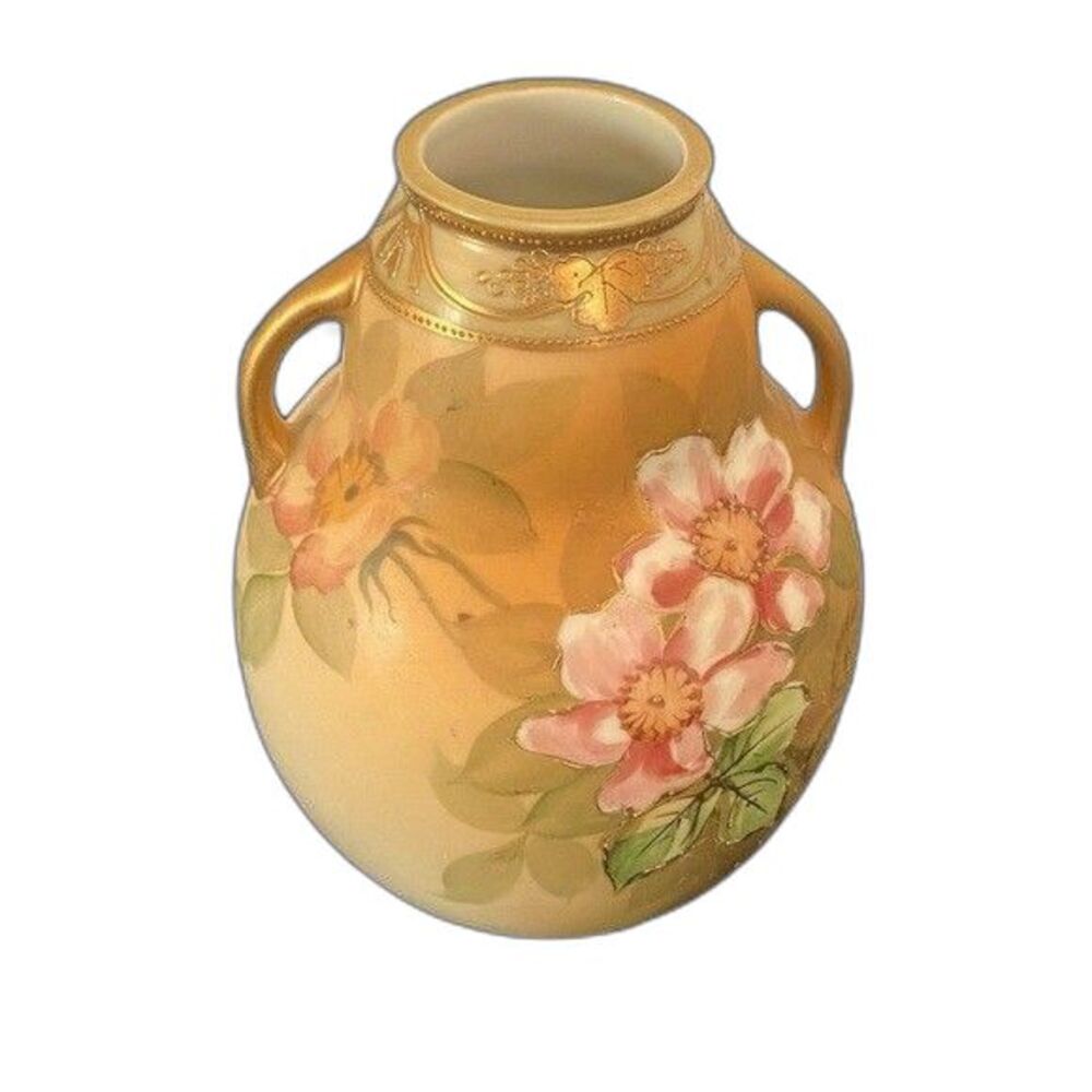 Vintage Nippon Morimura Noritake Hand Painted Double Handled Vase